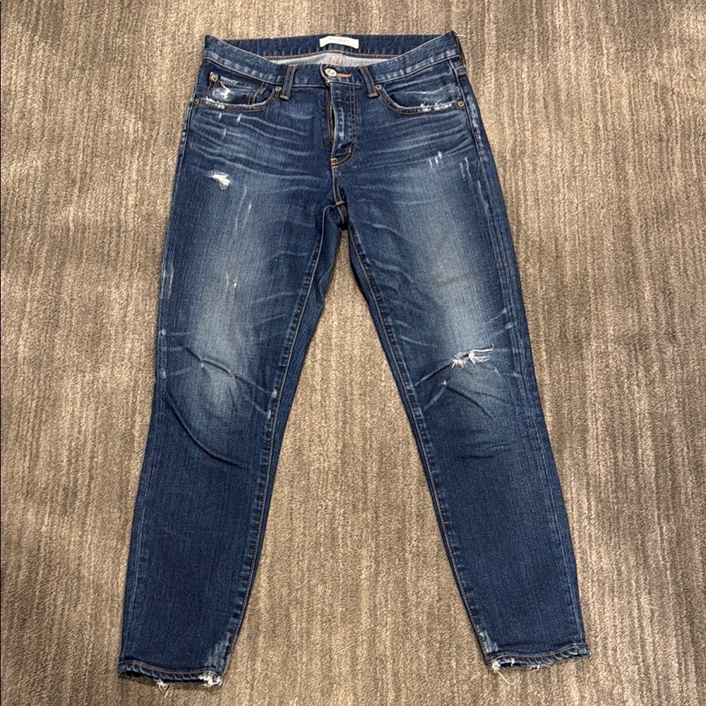 Moussy Dark Blue Distressed Skinny Jeans